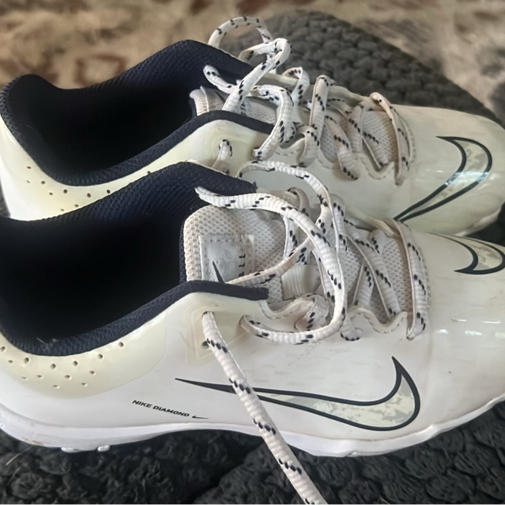 Nike Kids White and Black softball spikes